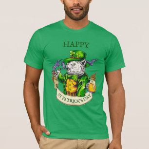 Lycka till St. Patrick's Day Öl Irländsk Katt Roli T Shirt