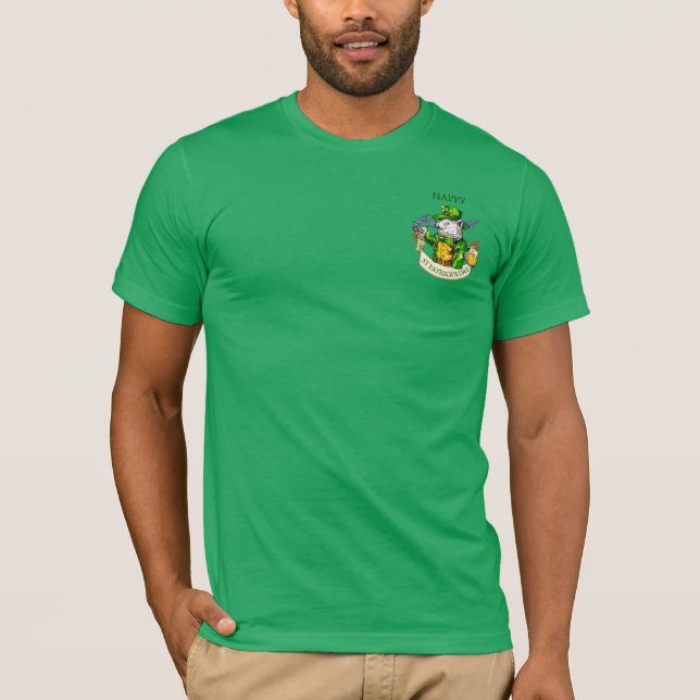 Lycka till St. Patrick's Day Öl Irländsk Katt Roli T Shirt (Framsida)