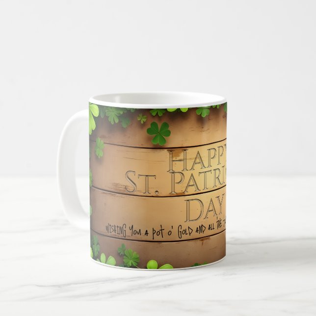 Lycka till St. Patrick's Day önskningar 🍀 Kaffemugg (Framsida vänster)