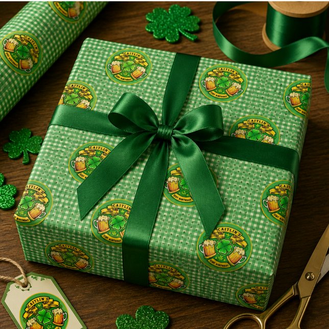 Lycka till St Patricks Day Shamrock  21-årsdag  Presentpapper (Cheers St Patricks Day Shamrock 21st Birthday Wrapping Paper)