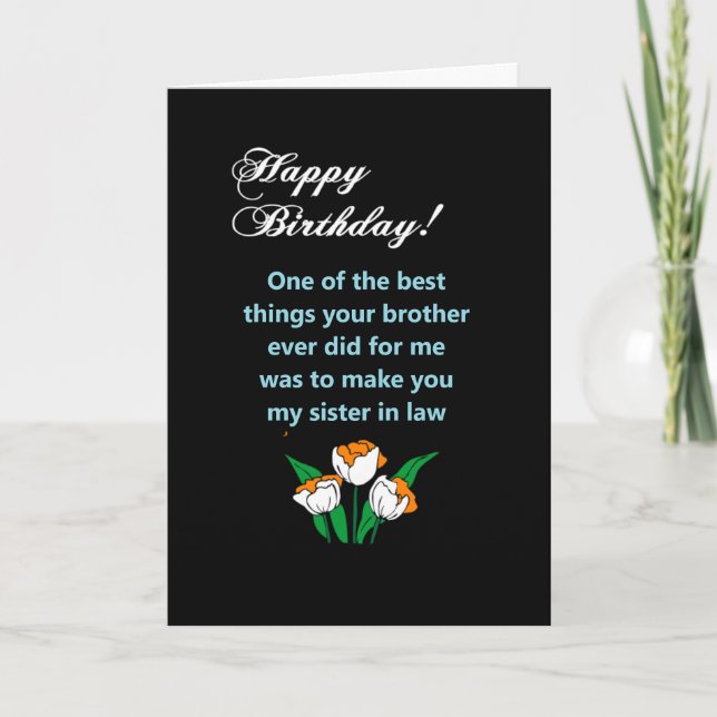 lycka till syster i lag födelsedag kort (Framsida)