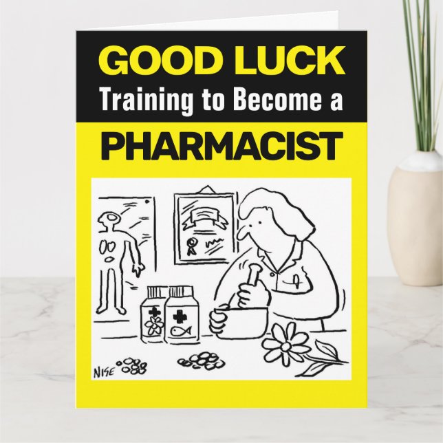 Lycka till-utbildning för att bli farmaceut kort (Framsida)