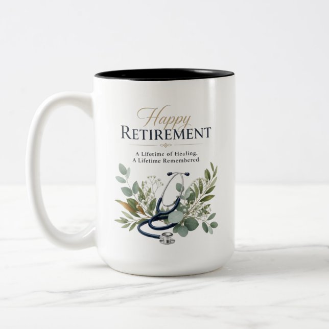 Lycka Till Vid Pension Doktorpresent Två-Tonad Mugg (Vänster)