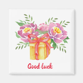 Lycka till Watercolor peonies Cute Magnet