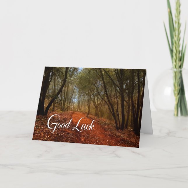 Lycka till Woodland Väg med Oak Träd Kort (Framsida)