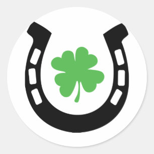 Lycka tillhästskoCloverleaf - Shamrock Runt Klistermärke