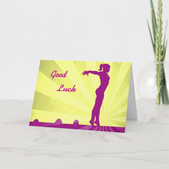 Lycka tillkort med rosa gymnast kort  Zazzle.se