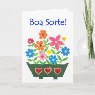 Lycka tillkort, portugisisk hälsning - flower kort