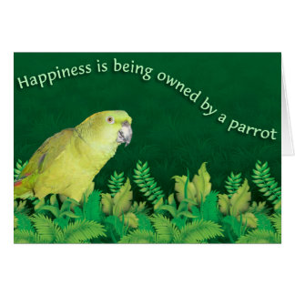 Lyckan ägas av en parrot. hälsningskort