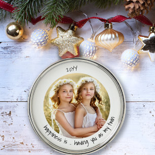 Lyckan är att ha dig som min tvillingmatta foto julgransprydnad metall