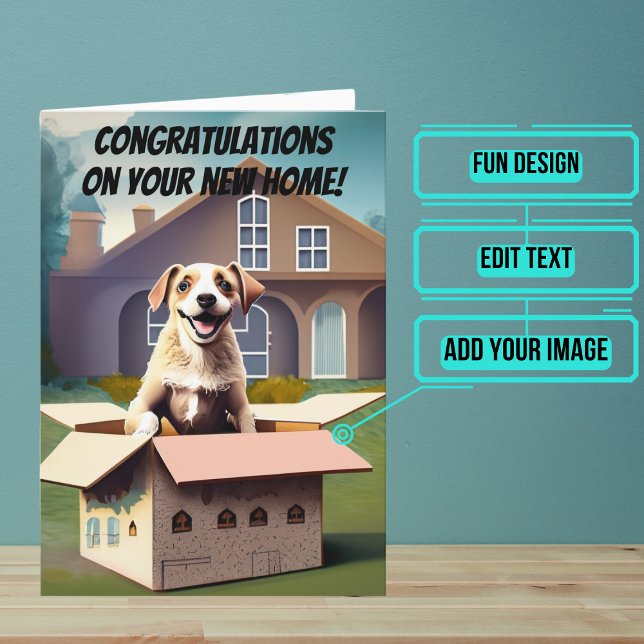 Lyckan är att packa upp nya Grattisar i hemmet Kort (Use this card to wish new homeowners congratulations in a unique and personalized way. )