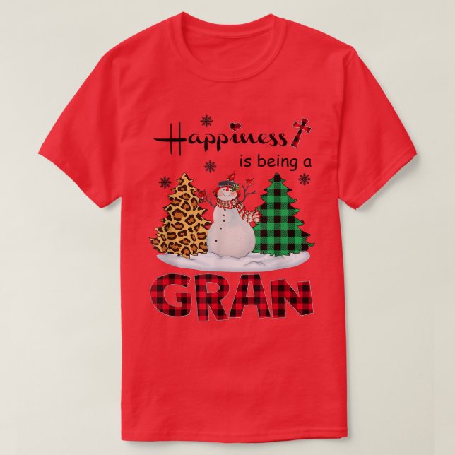 Lyckan är Gran Snögubbe God jul tr T Shirt (Design framsida)