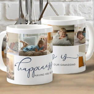 Lyckan är Granddad Blue Calligraphy Photo Kaffemugg