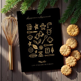 Lyckan är hemgjord Guld & Black Baking Recipe Julkort