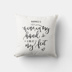 Lyckan är Hund-citatet Vin Älskare Handlettered Kudde