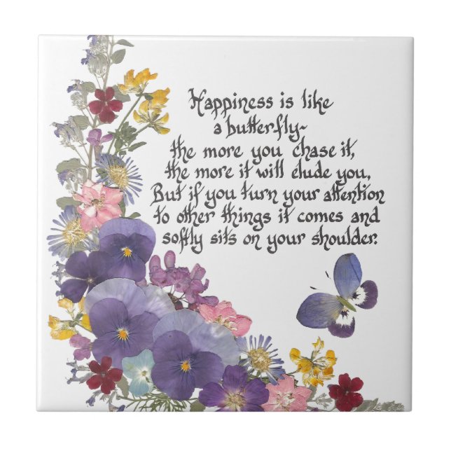 Lyckan är lik en fjäril kakelplatta (Framsidan)