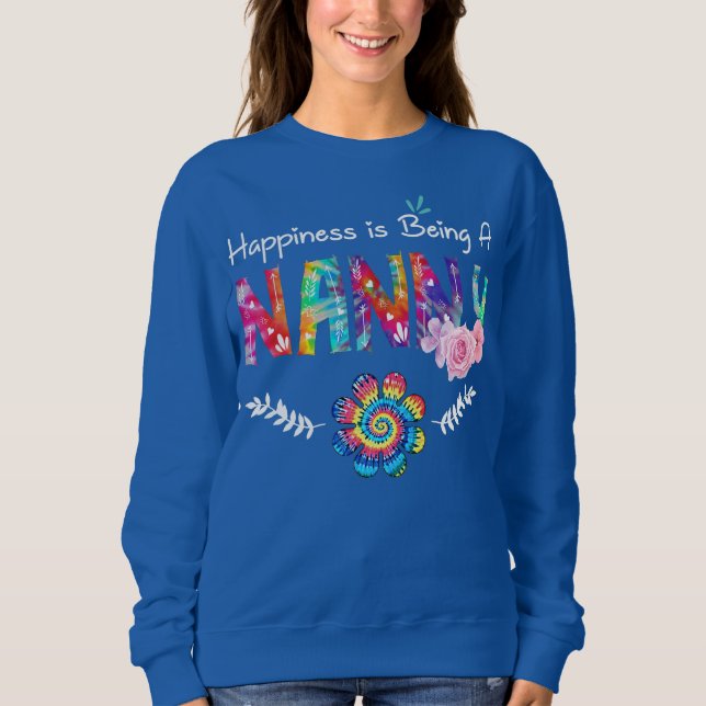 Lyckan är Nanny Flower Tie Dye Mor T Shirt (Framsida)