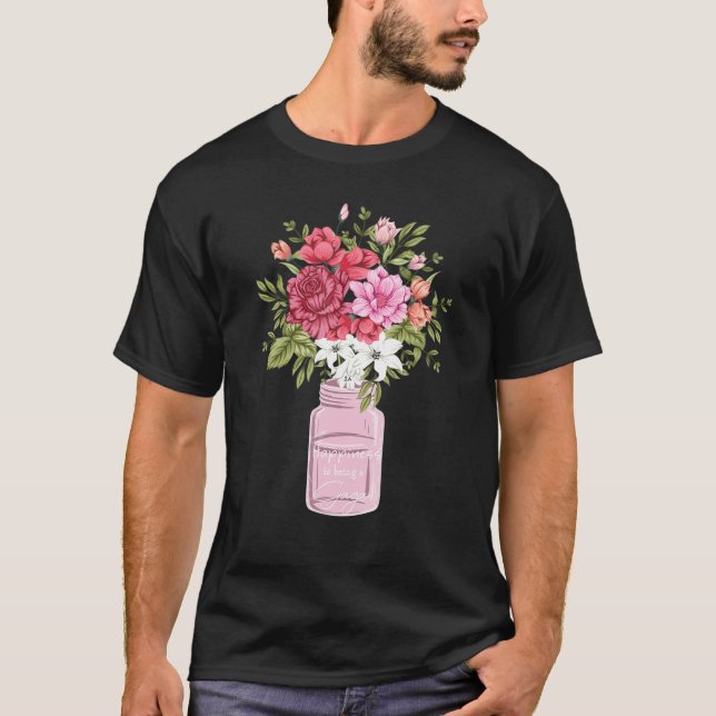 Lyckan blir en saga i Blommigt G i Vas T Shirt (Framsida)