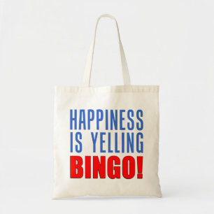 Lyckan skriker Bingo som den roliga totot hänger Tygkasse