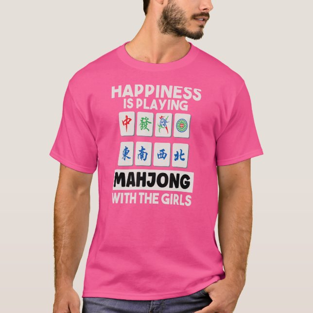 Lyckan spelar Mahjong med flickornas kinesiska bo T Shirt (Framsida)