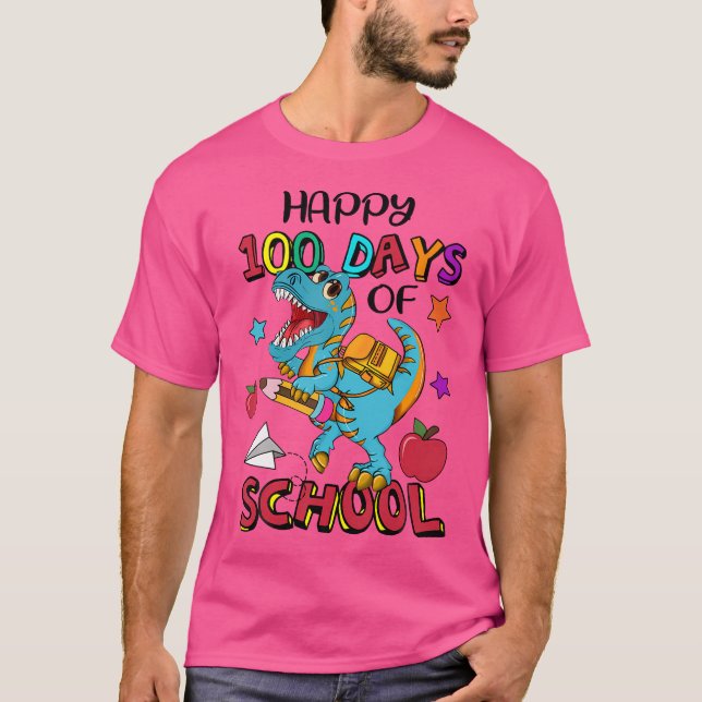 Lycklig100Skoldinosauriens dag 100 dagar Kinderg T Shirt (Framsida)