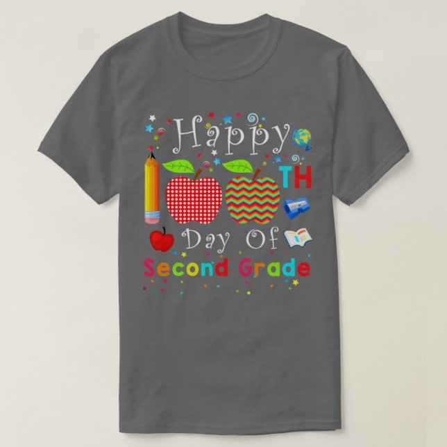 Lycklig 100 andra Klass-dagen T Shirt (Design framsida)