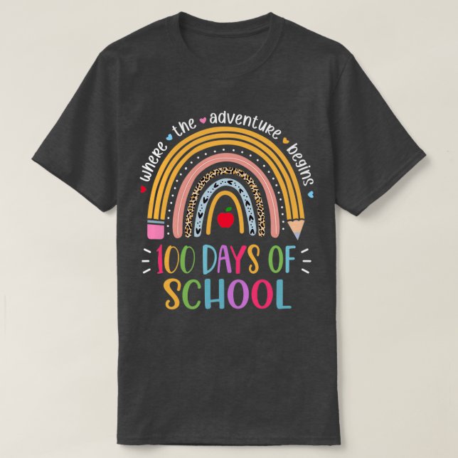 Lycklig 100-årsdagen av skolläraren Smarter Rainbo T Shirt (Design framsida)