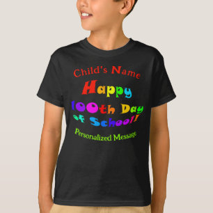 Lycklig 100-årsdagen för Roligt i skolan Färgfull T Shirt