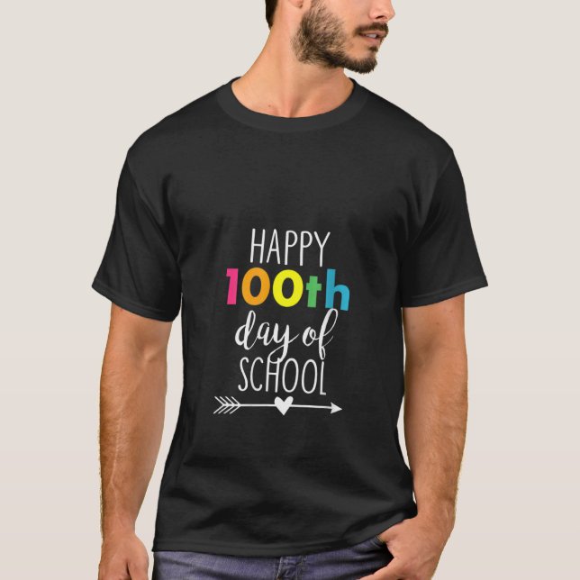 Lycklig 100-årsdagen för skollärare t shirt (Framsida)