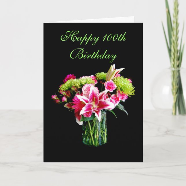 Lycklig 100-årsdagen, Stargazer Lily Bouquet Kort (Framsida)