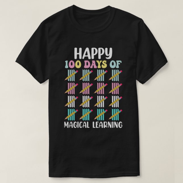 lycklig 100 dagar av magisk inlärning t shirt (Design framsida)