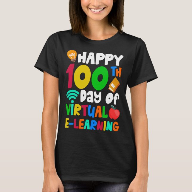 Lycklig 100 dagar av Virtuell E-lärarinna Stu T Shirt (Framsida)