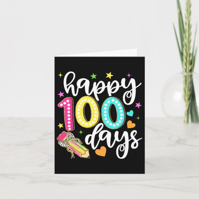 Lycklig 100 dagar Coquette Bow Apple 100 Sch Dag Kort (Framsida)