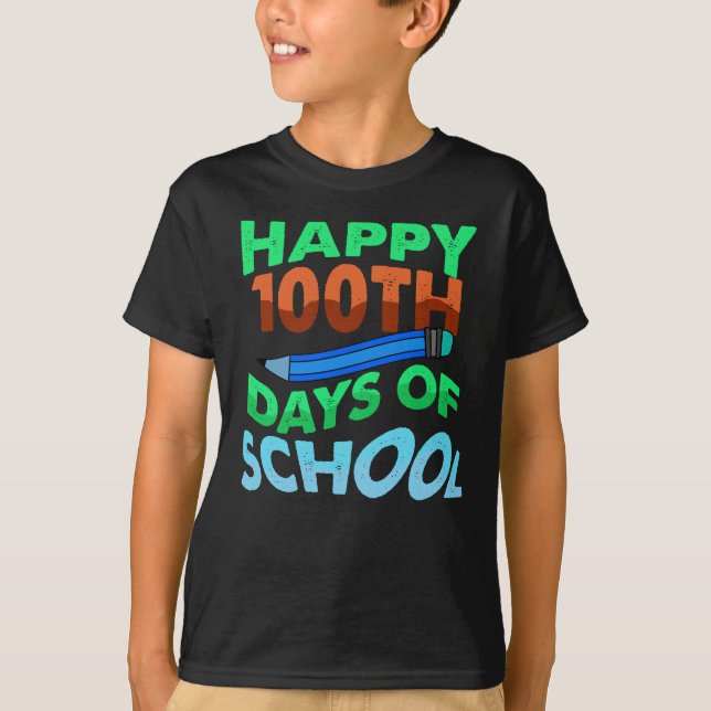 Lycklig 100 dagar för skolbarn t shirt (Framsida)