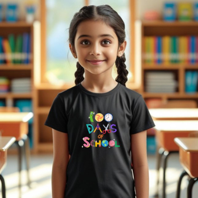 Lycklig 100 dagar för skolbarn T-Shirt för flickor (Skapare uppladdad)