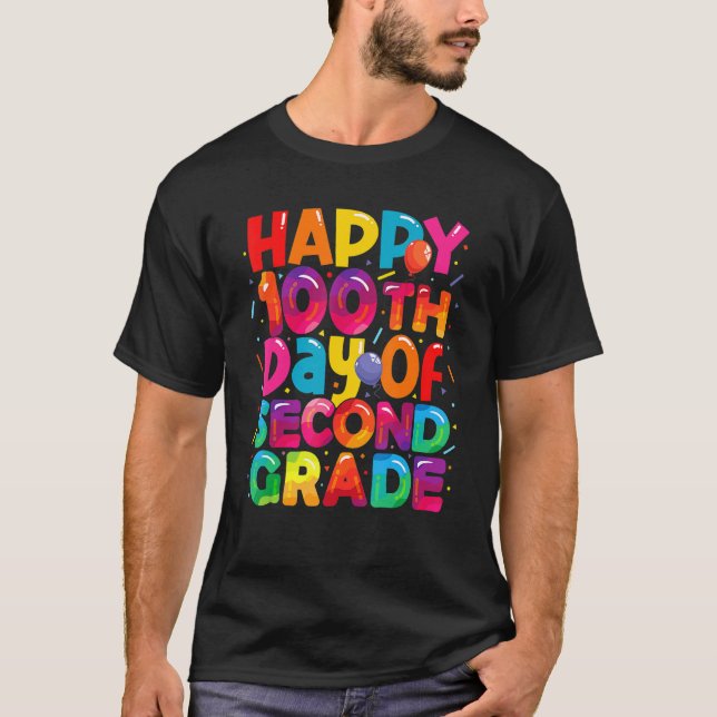 Lycklig 100 dagar för skolbåtsflickor, andra grade t shirt (Framsida)