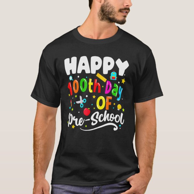 Lycklig 100 dagar för skolförskolelärare, barn G T Shirt (Framsida)