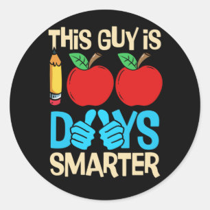 Lycklig 100 dagar för skolGuy är 100 dagar smartar Runt Klistermärke