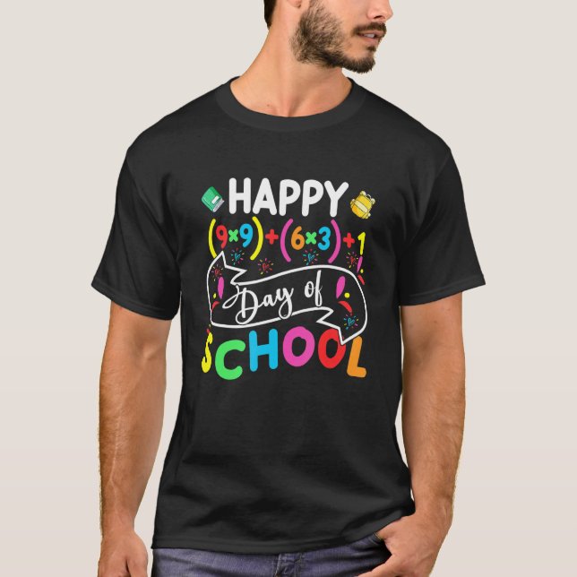 Lycklig 100 dagar för skolmatlärare 100 dagar t shirt (Framsida)