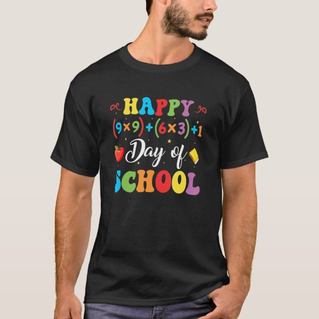 Lycklig 100 dagar för skolmatlärare 100 dagar t shirt (Framsida)