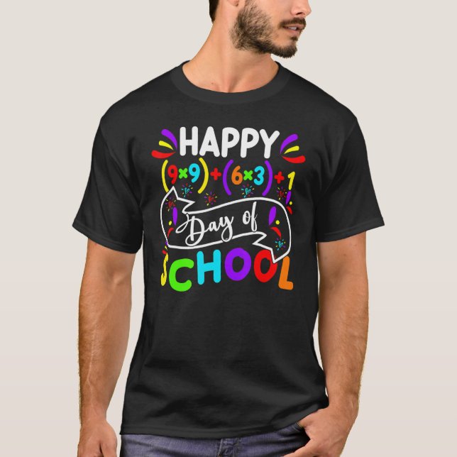 Lycklig 100 dagar för skolmatlärare 100 dagar t shirt (Framsida)
