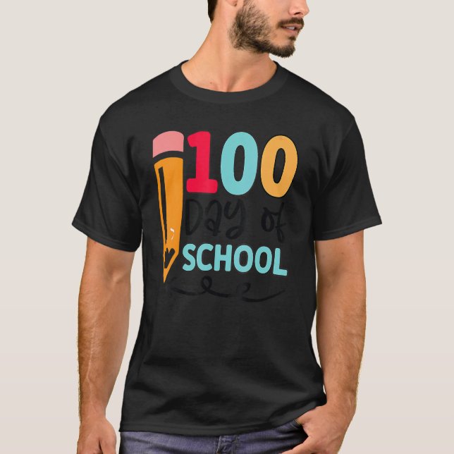 Lycklig 100 dagar för skolpojkar flickor Kindergar T Shirt (Framsida)