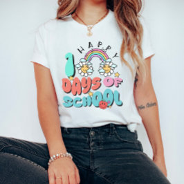 Lycklig 100 dagar för skolretro Rainbow Teacher T Shirt