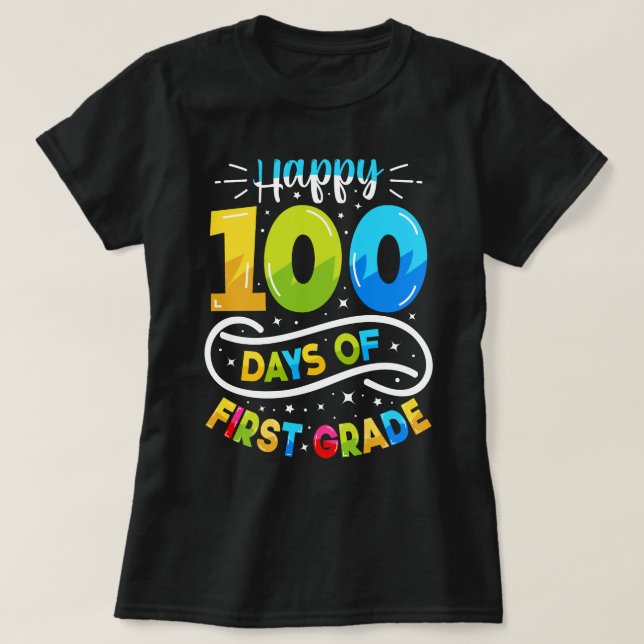 lycklig 100 dagar första klass t shirt (Design framsida)