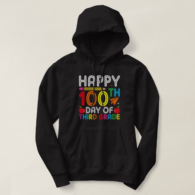 lycklig 100 dagar i tredje klass hoodie (Design framsida)