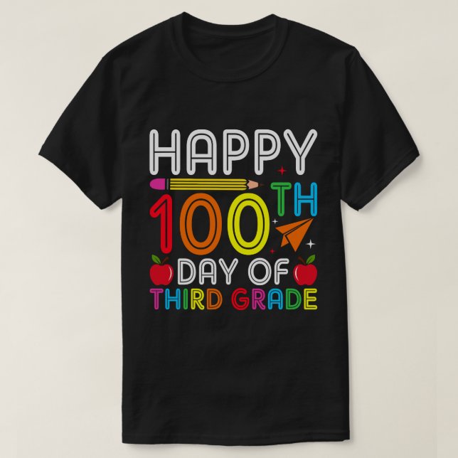 lycklig 100 dagar i tredje klass t shirt (Design framsida)