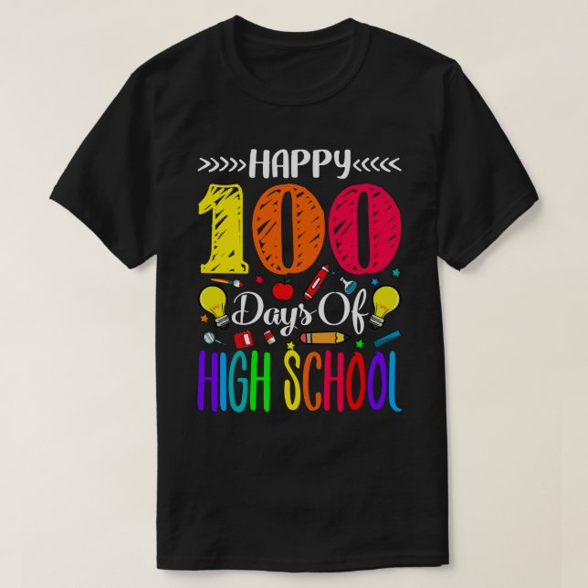 Lycklig 100 dagar med högskolepennstensborre t shirt (Design framsida)