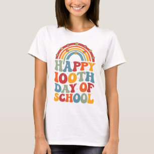 Lycklig 100 dagar med regnbåge i skolan Groovy Ret T Shirt