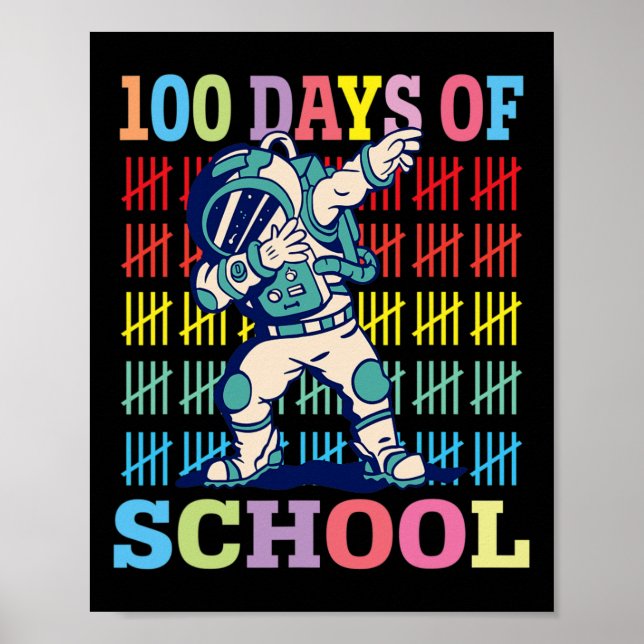 Lycklig 100 dagar med skolbarn som doftar astronau poster (Framsidan)