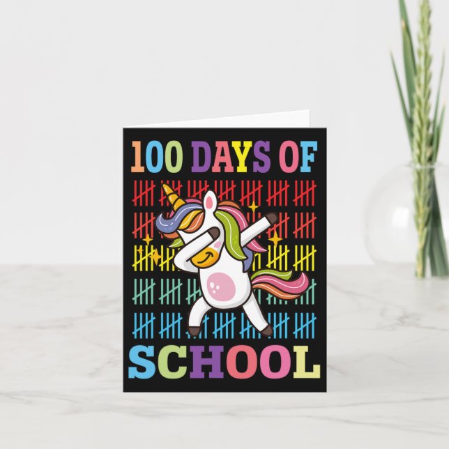 Lycklig 100 dagar med skolbarn som döper Unicorn K Kort (Framsida)